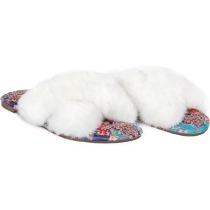 Johnny Was Indi X Faux Fur Trim Slipper size 7